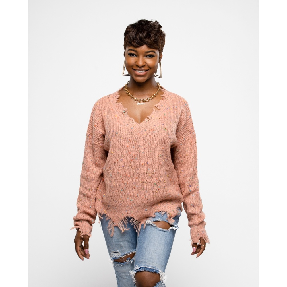 Blush Distressed Sweater